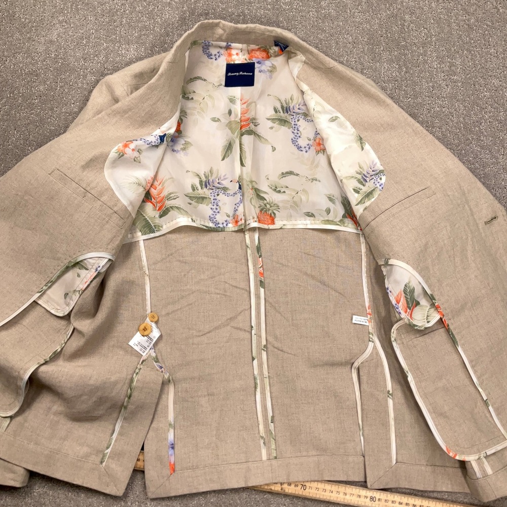 Tommy Bahama Blazer Mens M/44R Beige‎ Linen Tropical Lightweight Neutral Jacket - Picture 5 of 12